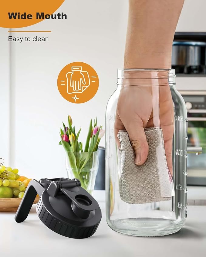 Mason Jar Pitcher Set of 2-64oz Airtight & Leakproof Glass Pitcher - Image 5