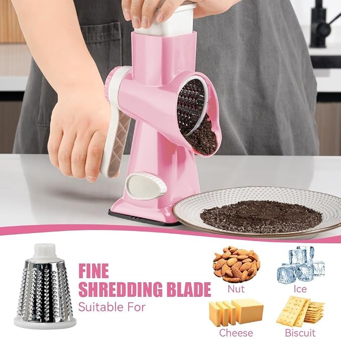 KEOUKE Rotary Cheese Grater Hand Crank Pink - Image 3