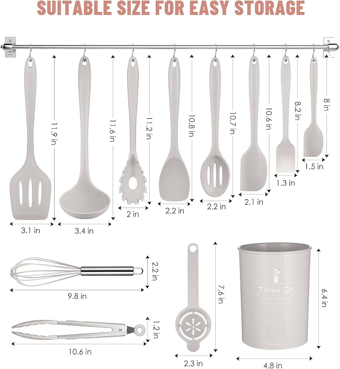Kitchen Utensils Set-12 Pieces Silicone Cooking Utensils Set 392°F Heat - Image 2