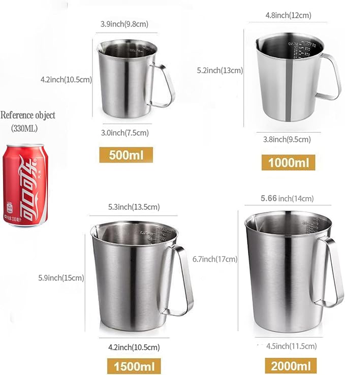 48Oz/6Cup Stainless Steel Pitcher, 1.50 Liter Metal Container - Image 4