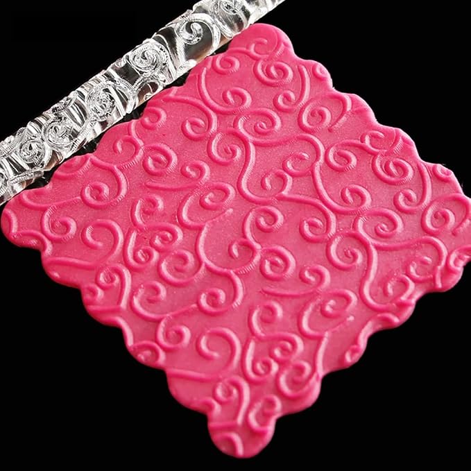 Acrylic Rolling Pin with 28 Patterns, Lightweight 6.3x0.4 Inch Textured Design - Image 3