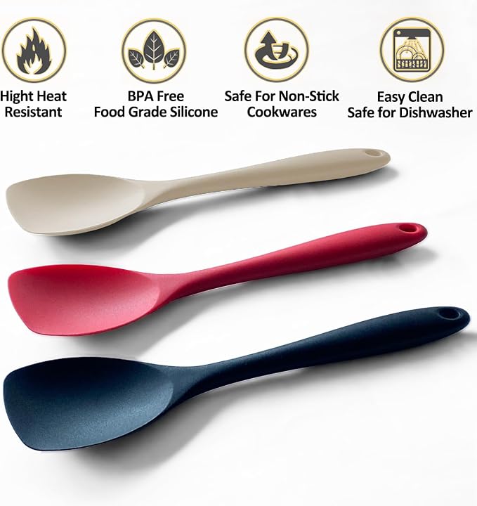 Upgrade Silicone Spatula Spoon Set, VOVOLY Heat Resistant Rubber Spoonula - Image 2