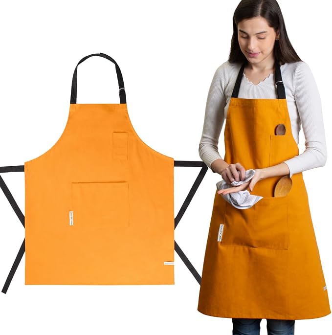 Cotton Canvas Apron for Women & Men – Adjustable Neck Strap & Waist Ties by Unknown