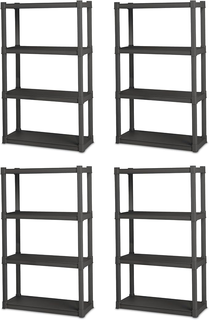 Sterilite 4-Pack 4 Shelf Unit, Heavy-Duty Shelving Storage and Utility Rack by Sterilite