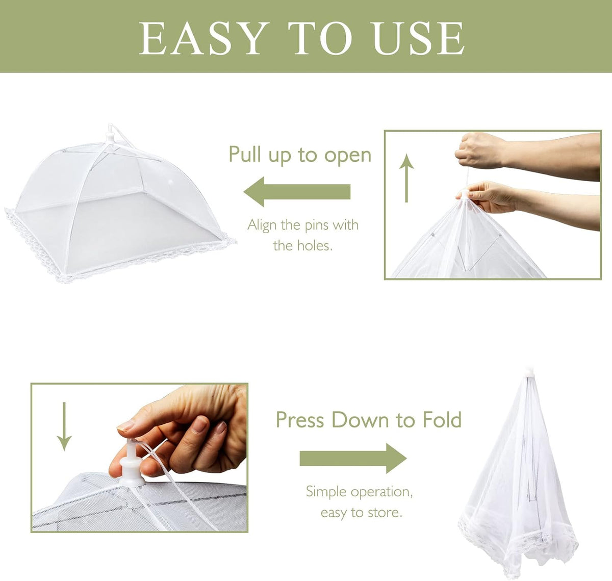 7Pack Various Size (40x24*1,17x17*2,14x14*2,12x12*2) Pop-up Food Tents
