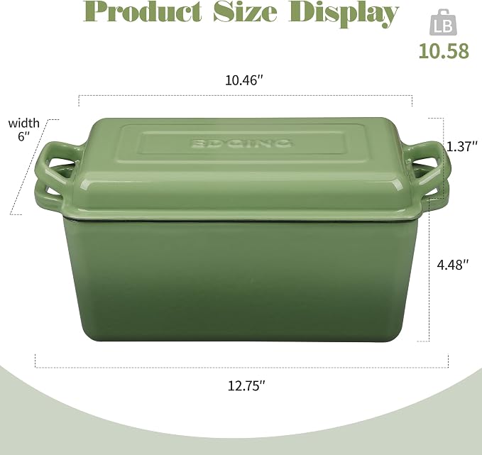 EDGING CASTING Enameled Cast Iron Dutch Oven, Oblong Bread Oven - Image 2