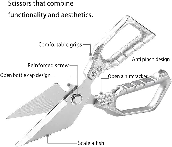 Kitchen Scissors all Purpose, Stainless Steel Kitchen Shears, Meat Scissors - Image 2