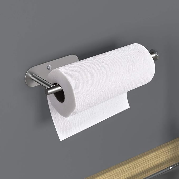 VAEHOLD Adhesive Paper Towel Holder Under Cabinet Mount, Wall Mounted Paper - Image 8