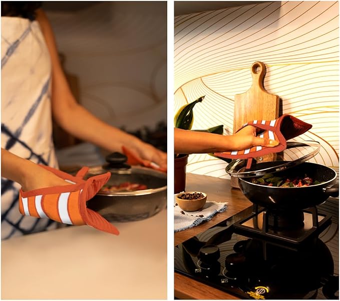 Folkulture Pot Holders for Kitchen | Pack of 2 Ribbed Soft Silicone Hot Pads - Image 5