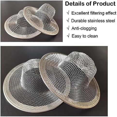 10PCS Mesh Sink Drain Strainer Bathroom, 2.75" Stainless Steel Slop