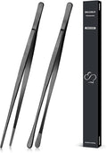 2 Pcs 12-inch Cooking Tweezers Tongs Precision Serrated Tips, Stainless Steel by SOUXMUX