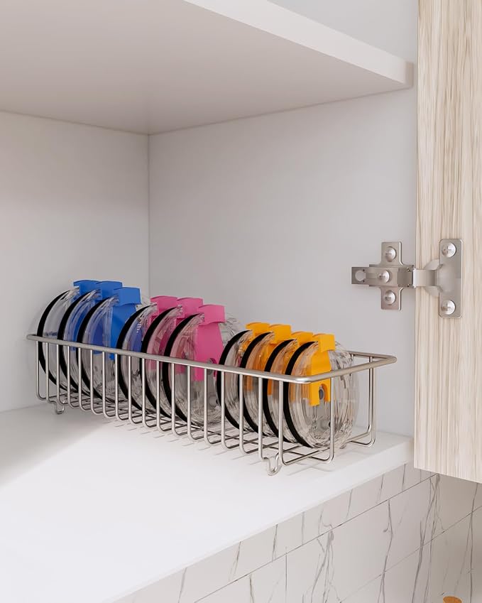 YQh tumbler lid organizer, Stainless Steel Kitchen Container Cover Holder - Image 5