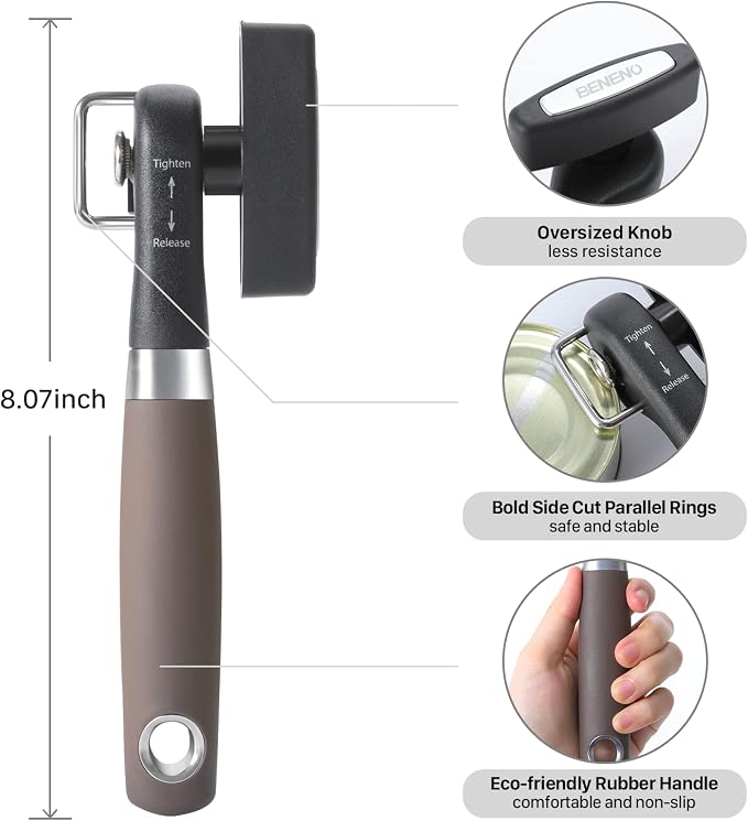 Beneno Can Opener, Manual Side Safe Cut Can Opener Smooth Edge - Image 2