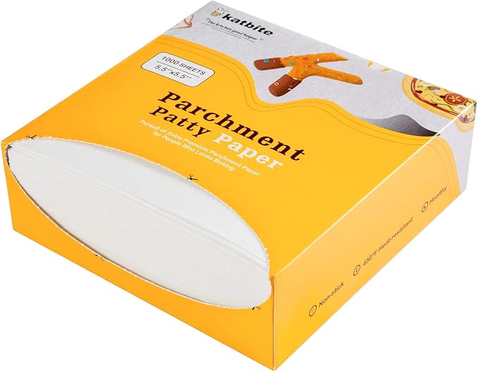 Katbite Hamburger Patty Paper 1000Pcs, 5.5"x5.5" Non Stick Parchment Paper - Image 6