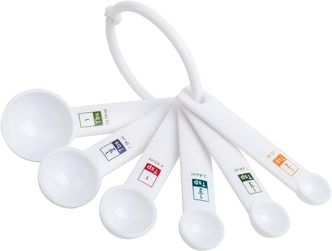 Fox Run 6-Piece Plastic Measuring Spoon Set White, 1.6 x 9 x 3 inches by foxrunbrands