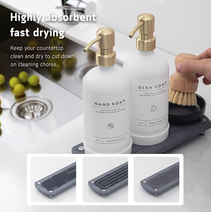 Kitchen Soap Dispenser Set - 16OZ White Glass Bottle - Image 2