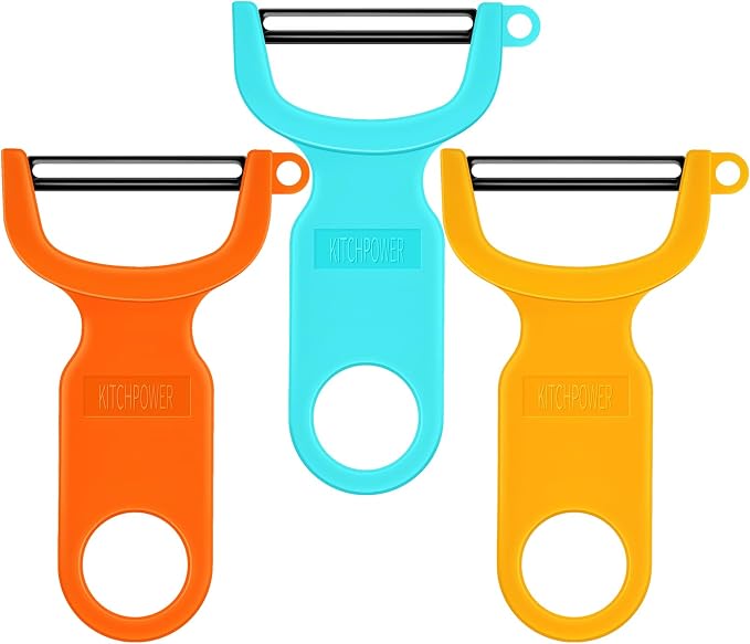 Original Vegetable Fruit Peeler Carbon Steel Blade 3 Pack Orange/Blue/Yellow… by KITCHPOWER