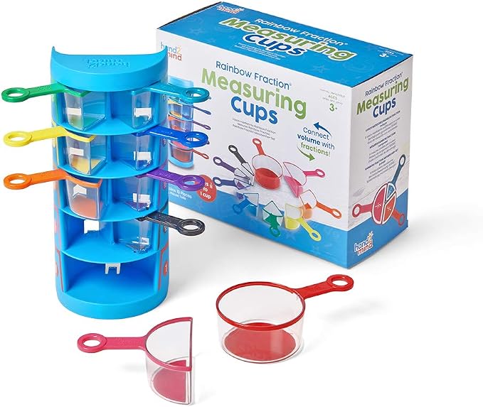hand2mind Rainbow Fraction Measuring Cups, Kids Montessori Kitchen Tools by hand2mind