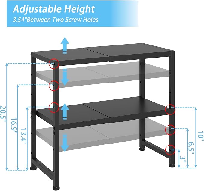 2-Tier Expandable Metal Storage Shelves, 150LBS Heavy Duty Shelving Units and - Image 3