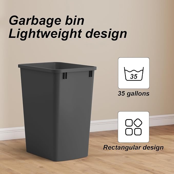ROOMTEC 35QT Kitchen Trash Can, Sturdy and Lightweight Slim Trash Can, Trash - Image 8