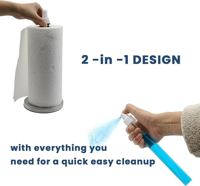 2 in 1 Paper Towel Holder with Spray Bottle, Countertop Paper Towel Holder with - Image 4