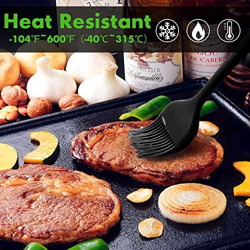 HOTEC 600°F Heat Resistant Silicone Basting &Pastry Brushes, Black 2