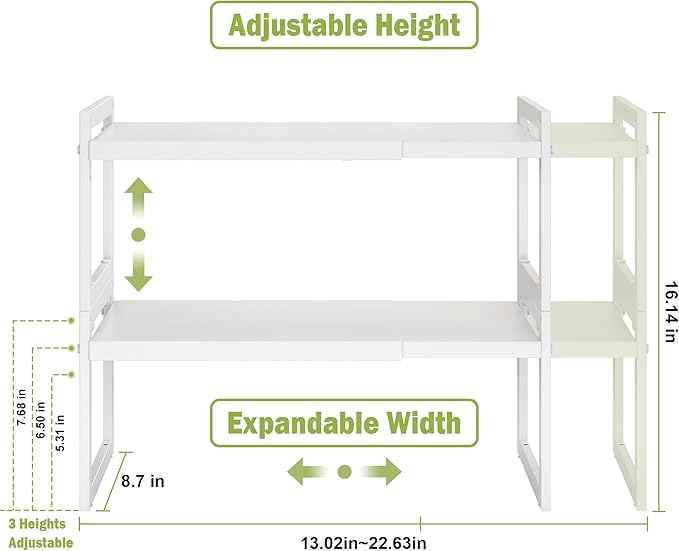 DOLALIKE Expandable Kitchen Countertop Organizer, Stackable Cabinet Shelf - Image 2
