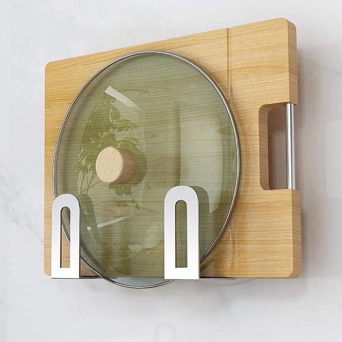 Self Adhesive Stainless Steel Pan Cover Racks, Pantry Organization Rack by kaileyouxiangongsi