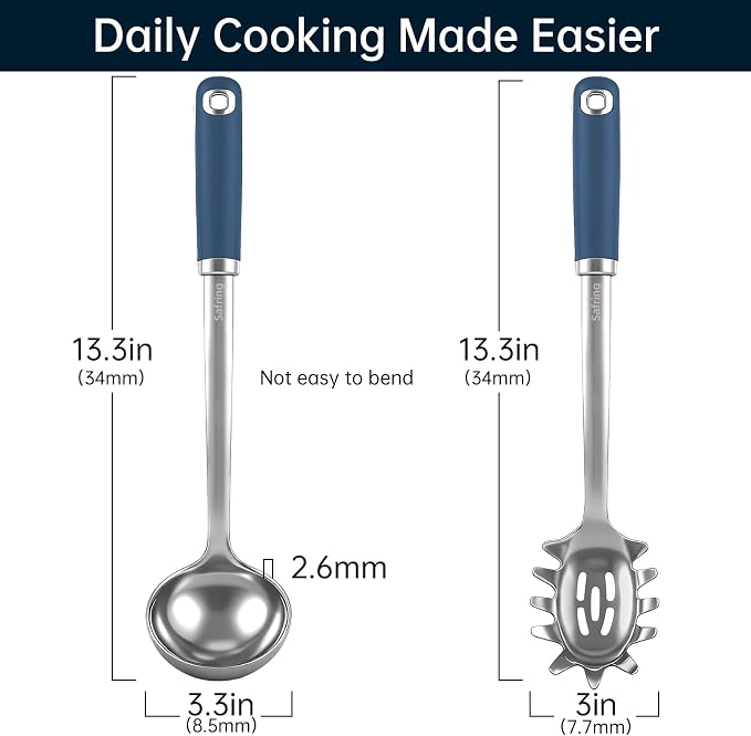 Safring Stainless Steel Soup Ladle and Spaghetti Spoon Set, Heat Resistant - Image 2