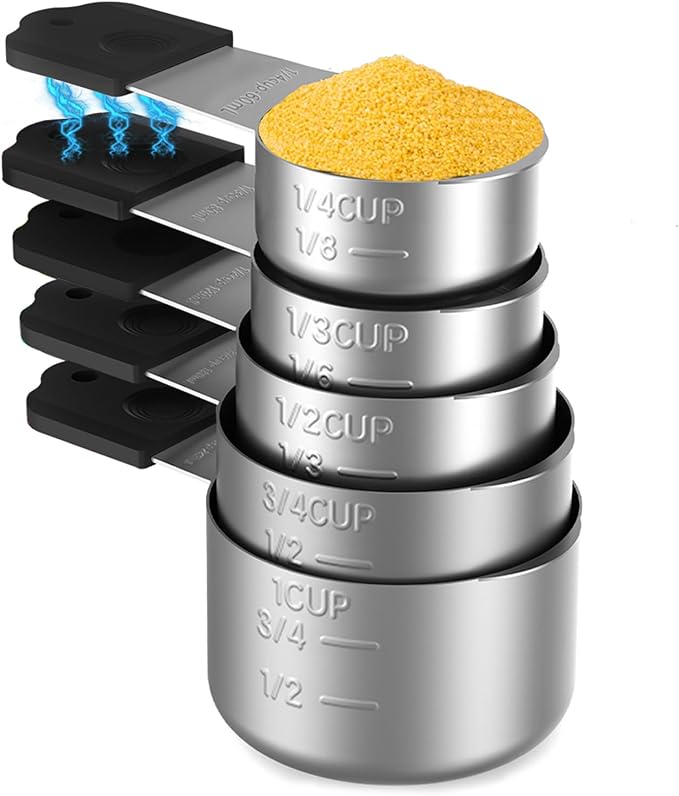 Magnetic Measuring Cups, Stainless Steel Kitchen Aid Cups Measuring set by Unknown
