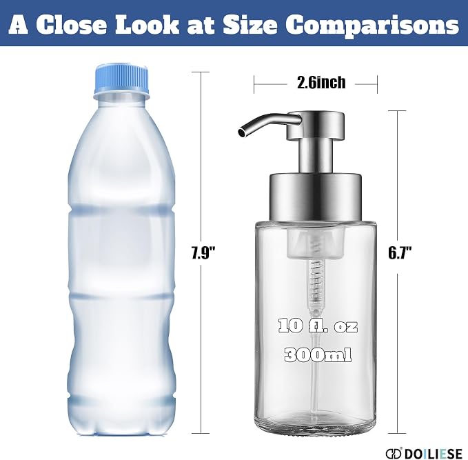 Glass Foaming Hand Soap Dispenser, 10 oz Easy Refill Bathroom Soap Dispenser - Image 3