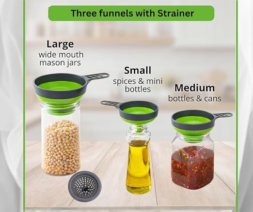 Collapsible Funnel Set of 3 | Silicone Pot Edge Soup Pour Spout | Food Grade - Image 3