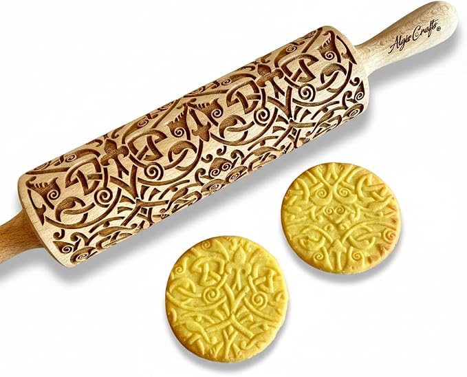 FLEUR DE LIS KNOT Embossing Rolling Pin. Dough Roller by ALGISCRAFTS