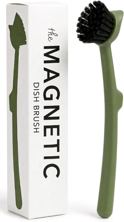 Earth & Mango Magnetic Dish Brush & Scraper, Snaps to Sink, Non-Scratch by Earth+%26+Mango