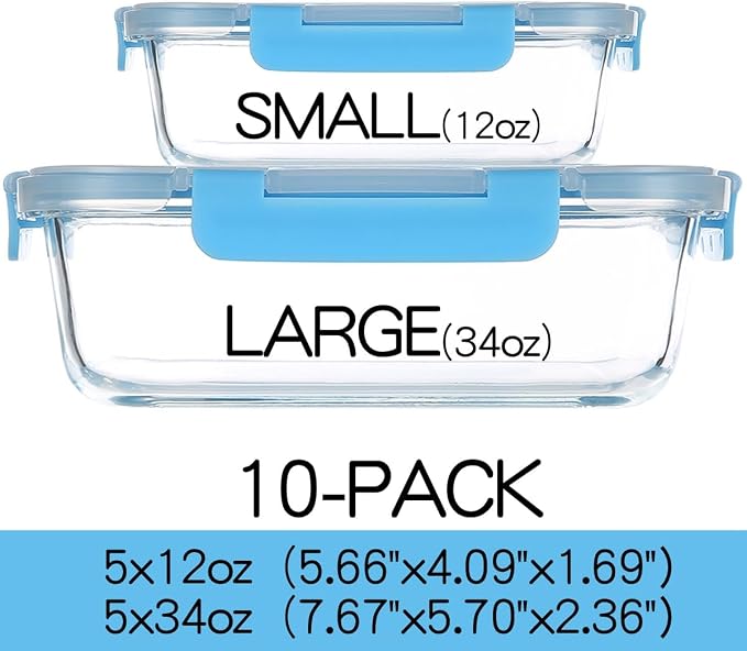 C CREST Glass Meal Prep Containers, Glass Food Storage Containers - Image 2