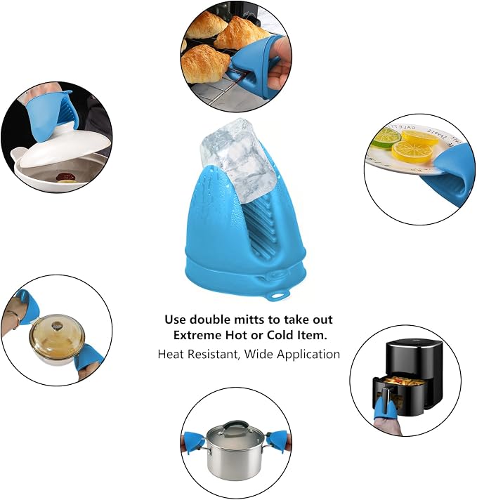 3 Pairs Oven Mitts Silicone Pot Holders Set Heat Resistant - Image 4
