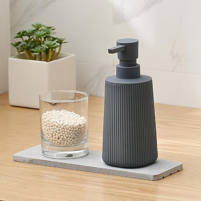 Small Soap Dispenser for Bathroom and Kitchen, Modern Farmhouse Striped Style - Image 2