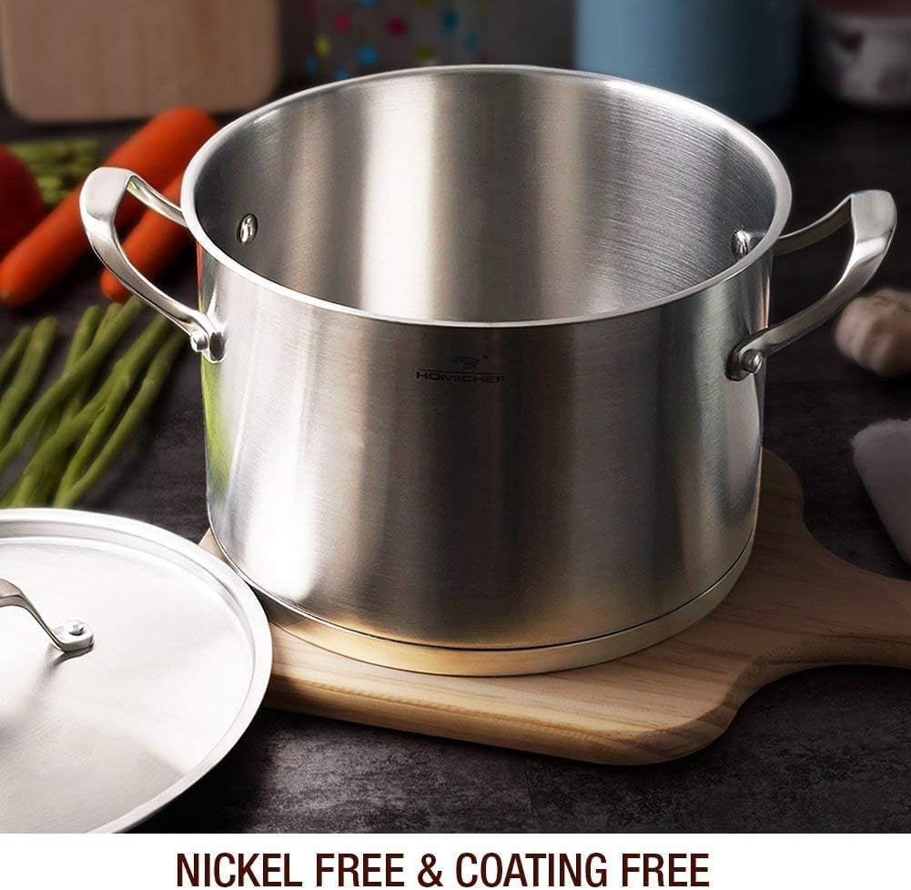 HOMI CHEF HEAVY ECOLOGICAL NICKEL FREE Stainless Steel Stock Pot 8QT