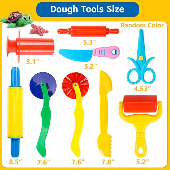 Dough Tool Kit, Rolling Pins, Safety Scissors, Dough Extruder, Plastic Knife - Image 2