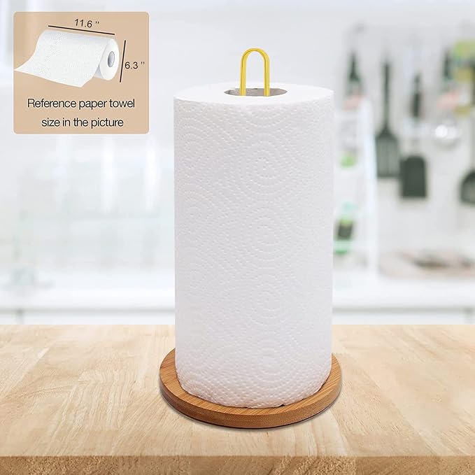 TONLEA Wooden Paper Towel Holder Countertop, Kitchen-Towel-Holder FreeStanding - Image 4
