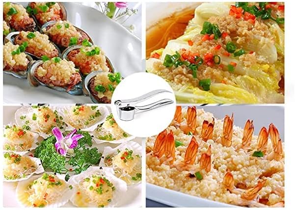 Zinc Alloy Garlic Press, Stainless Steel Look