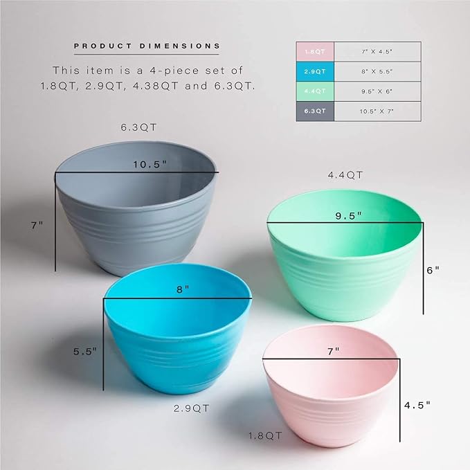 BINO | Mixing Bowl Set with Lids | Versatile Plastic Bowls - Image 5
