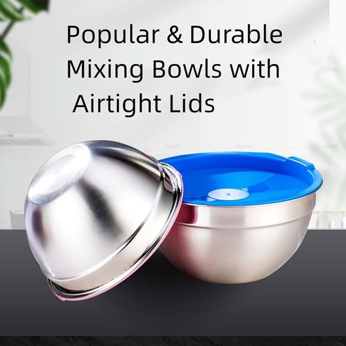 MIKULA Mixing Bowls Set, Large Nesting Bowls 7/6/4.5/3.5/2.5QT, Measuring Cups - Image 5