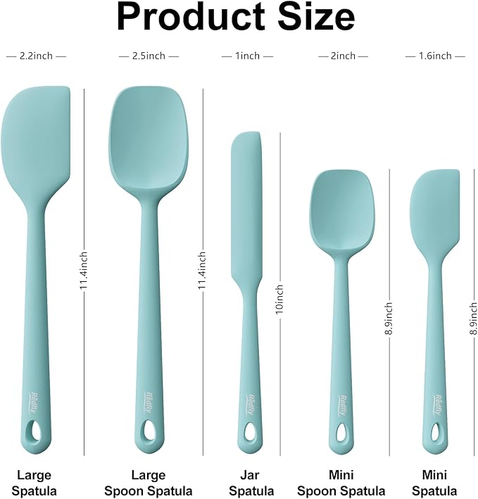 Redfly Silicone Spatula Set, 5 Piece Food Grade Silicone Cooking Utensils Set - Image 2