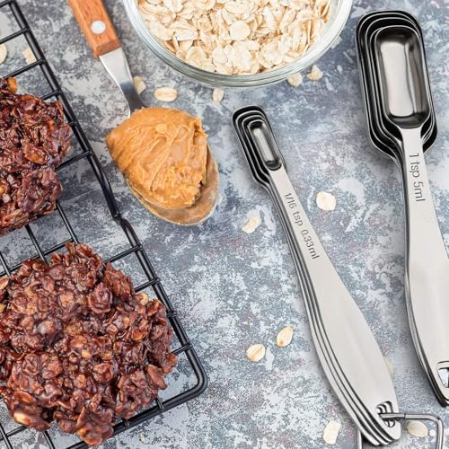 FANGSUN Stainless Steel Measuring Spoons Set of 10, Narrow Design