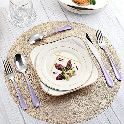 Gradient Purple Silverware set for 4,Stainless Steel Flatware Set,20