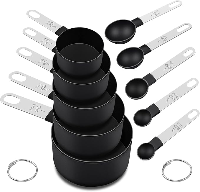 Measuring Cups and Spoons Set, 10 Pieces Nesting Measure Tools, Kitchen by FONYA