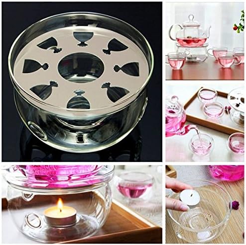 Liang Baobao Teapot Warmer with Tea Light Candle Holder, Clear Base