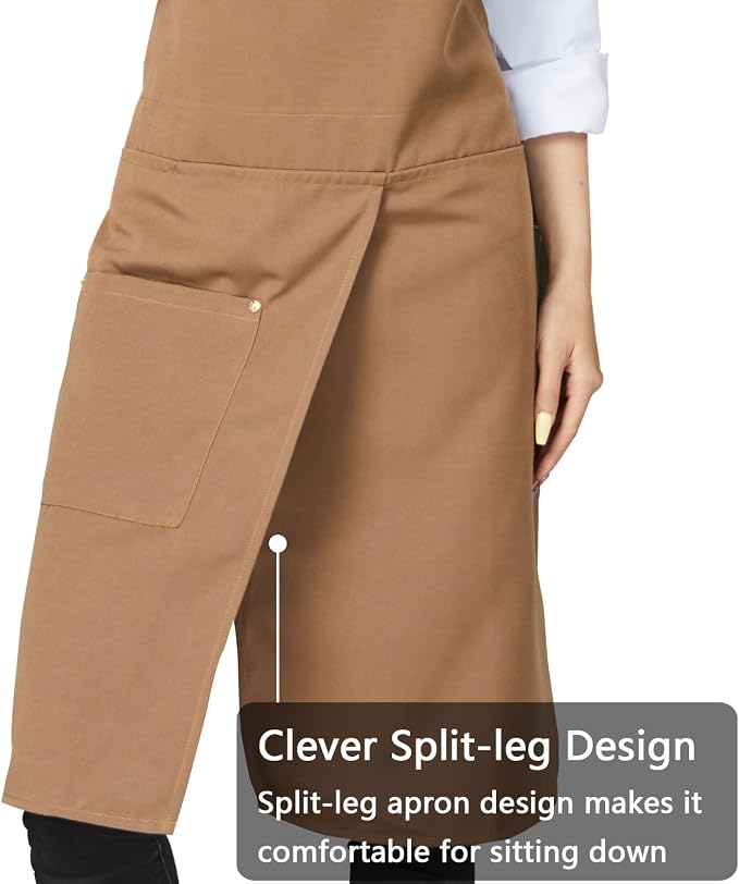 KITCHIEF Pottery Apron Split Leg, Cross Back Chef Apron - Image 2