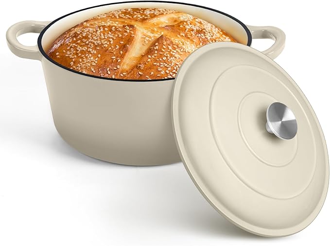 P&P CHEF 7QT Enameled Dutch Oven, Cast Iron Dutch Oven Pot by PPCHEF